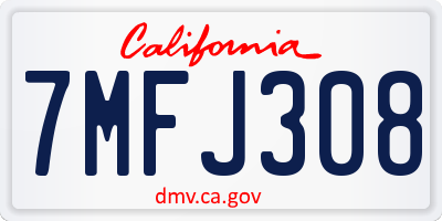 CA license plate 7MFJ308