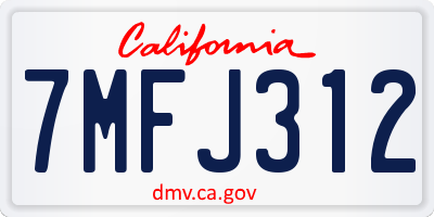 CA license plate 7MFJ312