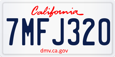 CA license plate 7MFJ320