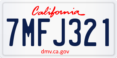 CA license plate 7MFJ321