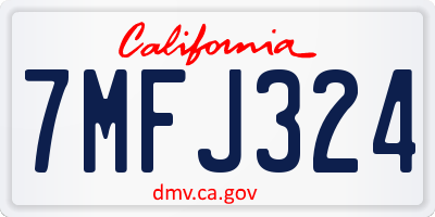 CA license plate 7MFJ324