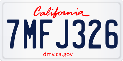 CA license plate 7MFJ326