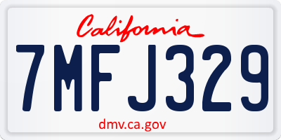 CA license plate 7MFJ329
