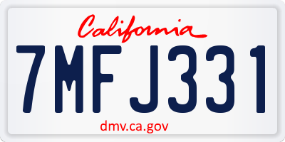 CA license plate 7MFJ331