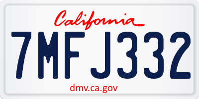 CA license plate 7MFJ332