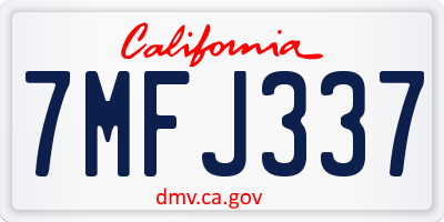CA license plate 7MFJ337