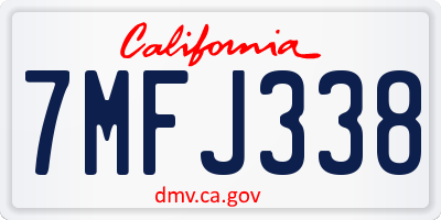 CA license plate 7MFJ338