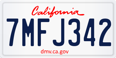 CA license plate 7MFJ342