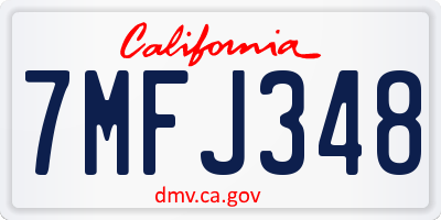 CA license plate 7MFJ348