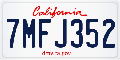 CA license plate 7MFJ352