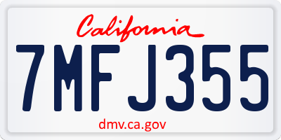 CA license plate 7MFJ355