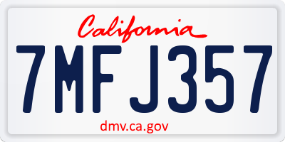 CA license plate 7MFJ357