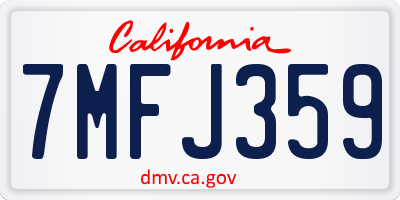 CA license plate 7MFJ359