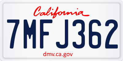 CA license plate 7MFJ362