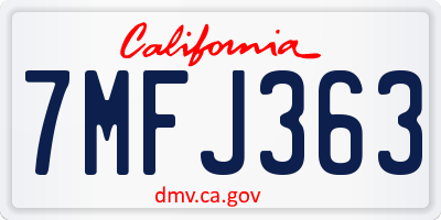 CA license plate 7MFJ363