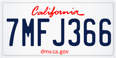 CA license plate 7MFJ366