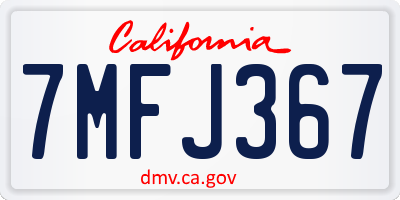 CA license plate 7MFJ367