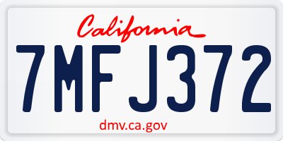 CA license plate 7MFJ372