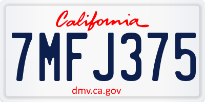 CA license plate 7MFJ375