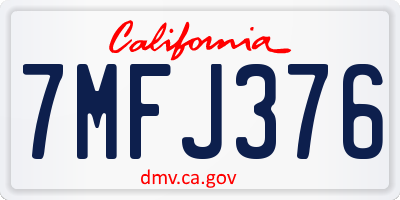 CA license plate 7MFJ376