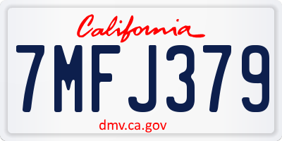 CA license plate 7MFJ379
