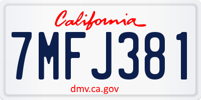 CA license plate 7MFJ381