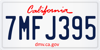 CA license plate 7MFJ395