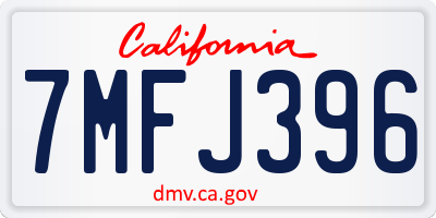 CA license plate 7MFJ396