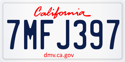CA license plate 7MFJ397