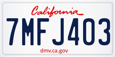 CA license plate 7MFJ403