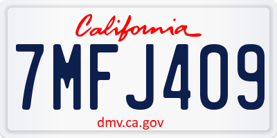 CA license plate 7MFJ409