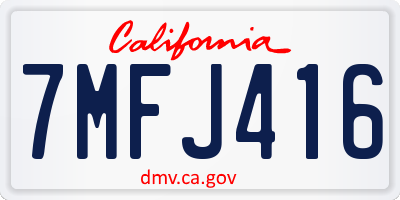 CA license plate 7MFJ416