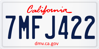 CA license plate 7MFJ422