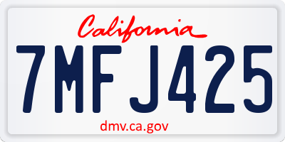 CA license plate 7MFJ425