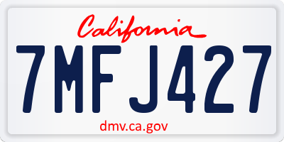 CA license plate 7MFJ427
