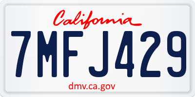 CA license plate 7MFJ429