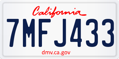 CA license plate 7MFJ433