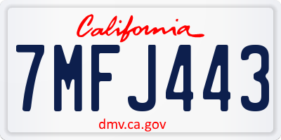 CA license plate 7MFJ443