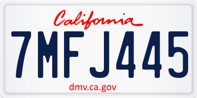 CA license plate 7MFJ445