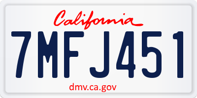 CA license plate 7MFJ451