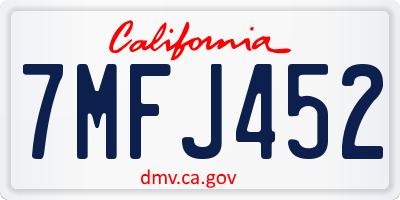 CA license plate 7MFJ452