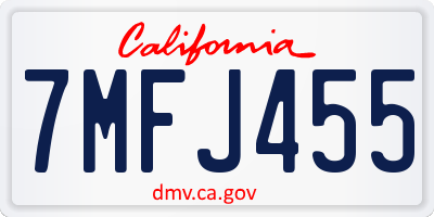 CA license plate 7MFJ455