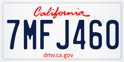 CA license plate 7MFJ460