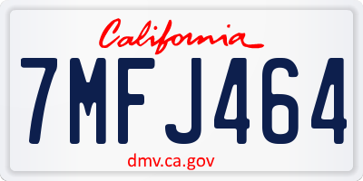 CA license plate 7MFJ464