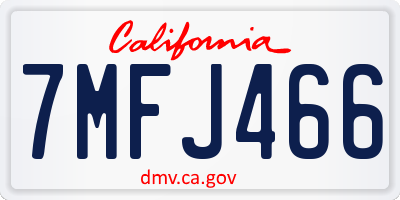 CA license plate 7MFJ466
