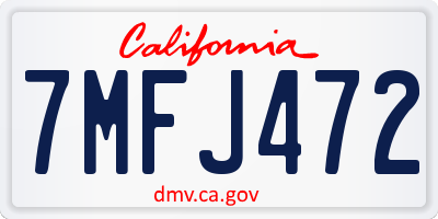 CA license plate 7MFJ472