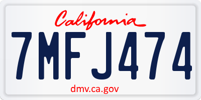 CA license plate 7MFJ474