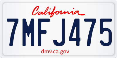 CA license plate 7MFJ475