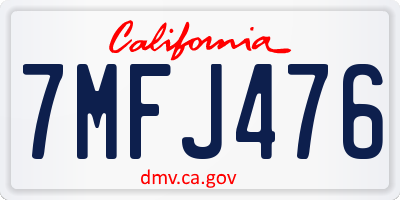 CA license plate 7MFJ476