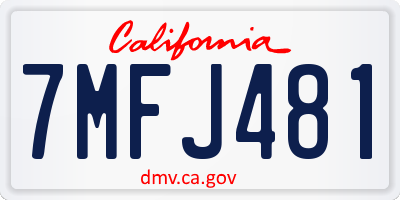 CA license plate 7MFJ481